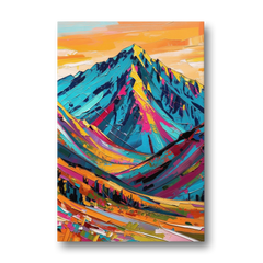 Blue Mountain Painting in Electric Light - Canvas Wall Art - Front