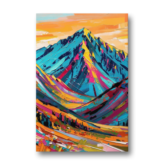 Blue Mountain Painting in Electric Light - Canvas Wall Art - Front