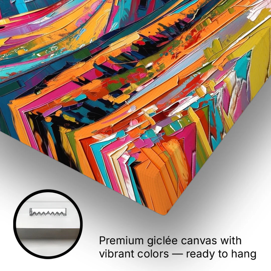 Blue Mountain Painting in Electric Light - Canvas Wall Art - Gallery Wrap Corner