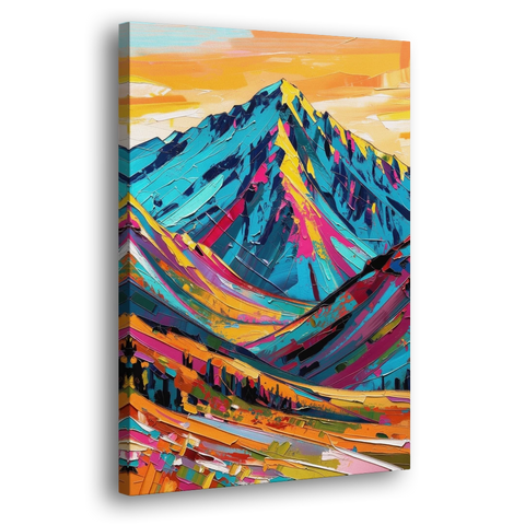 Blue Mountain Painting in Electric Light - Canvas Wall Art