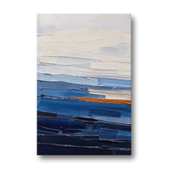 Blue Triptych Wall Art Strata I with Ember Seam - Canvas Wall Art - Front