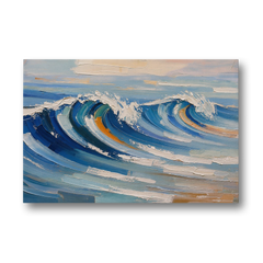 Blue Wall Decor with Cobalt Waves Breaking - Canvas Wall Art - Front