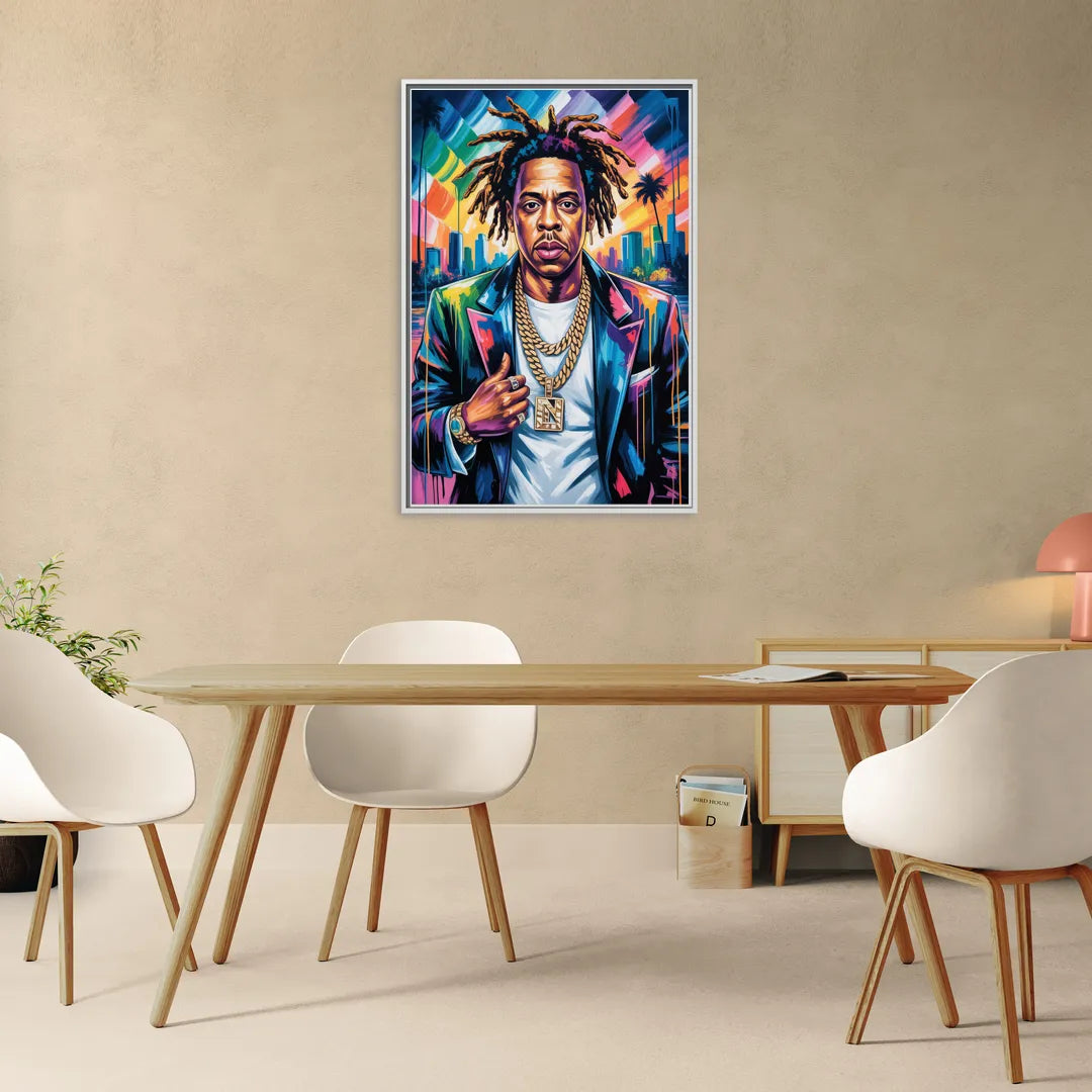 Blueprint - Living Room White Frame Canvas