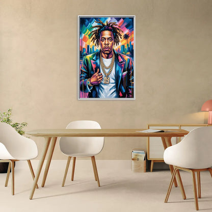 Blueprint - Living Room White Frame Canvas