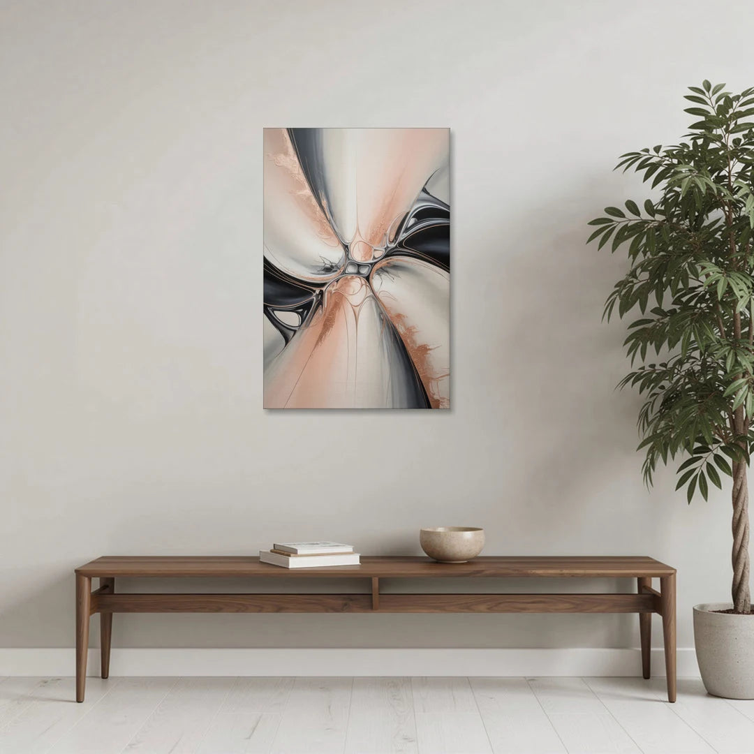 Blush Metallic Symphony Pink and Grey Abstract - Canvas Wall Art - Coffee Table - 24x36