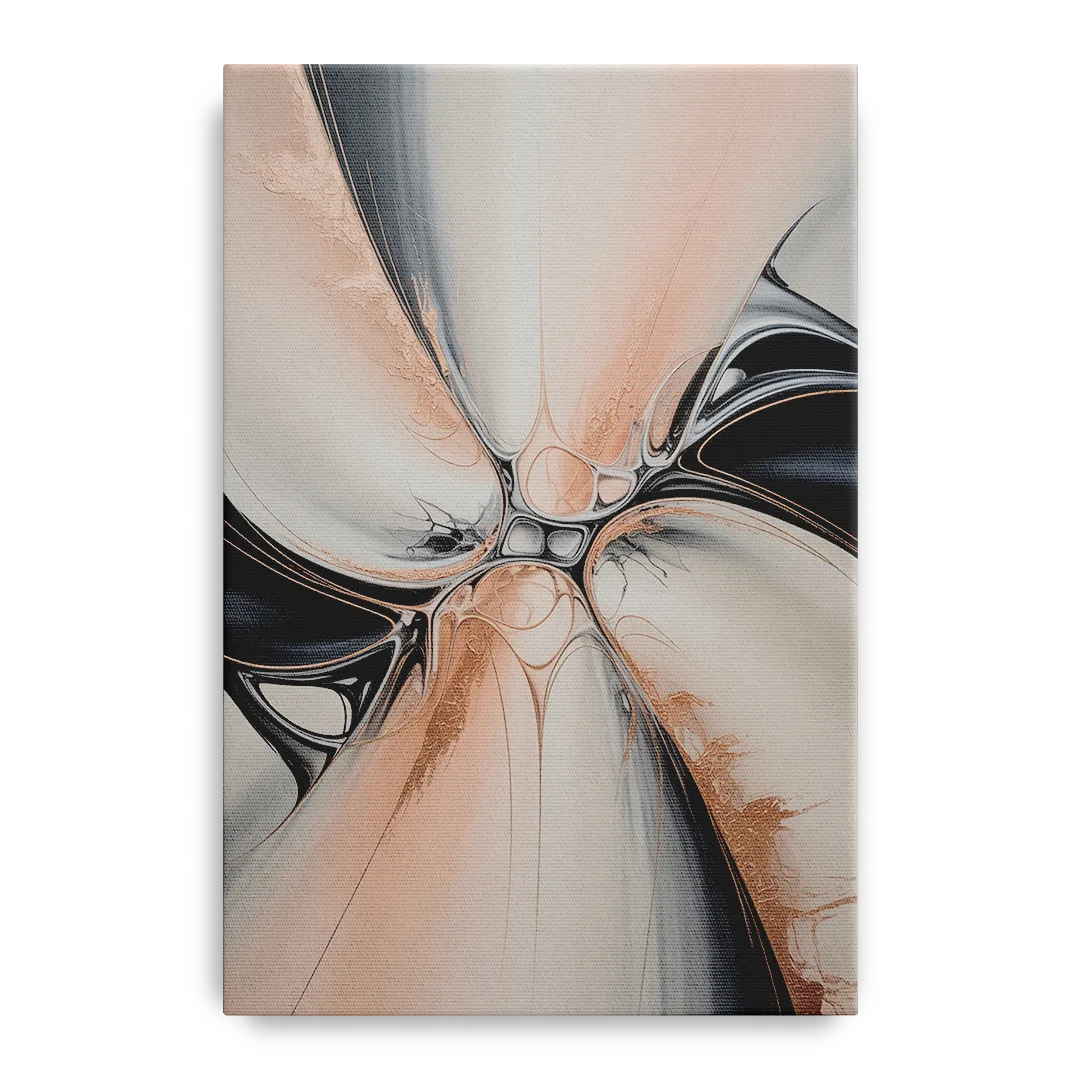 Blush Metallic Symphony Pink and Grey Abstract - Canvas Wall Art