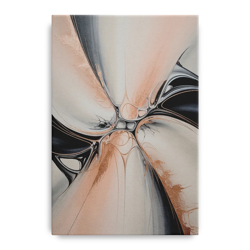 Blush Metallic Symphony Pink and Grey Abstract Front - Canvas Wall Art