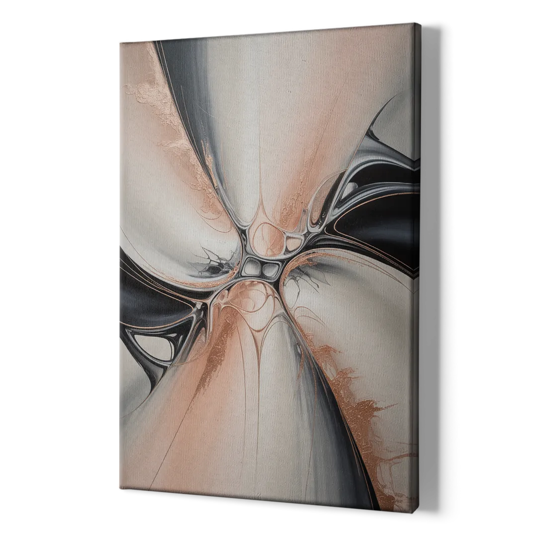 Blush Metallic Symphony Pink and Grey Abstract - Canvas Print Art Sides