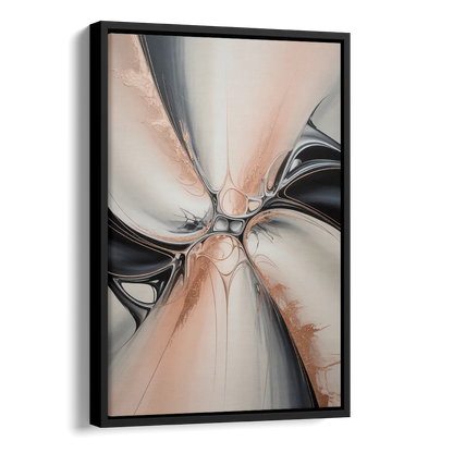 Blush Metallic Symphony Pink and Grey Abstract Side - Black Canvas Wall Art