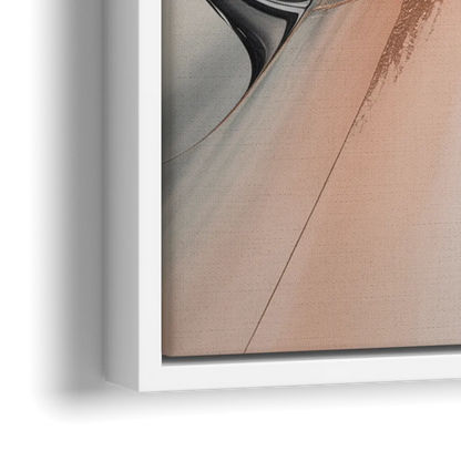 Blush Metallic Symphony Pink and Grey Abstract - Close-Up White Frame Canvas