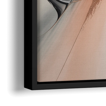 Blush Metallic Symphony Pink and Grey Abstract - Close-Up Black Frame Canvas