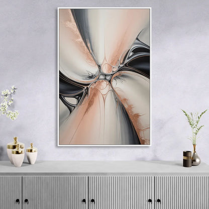 Blush Metallic Symphony Pink and Grey Abstract Living Room - White Canvas Wall Art