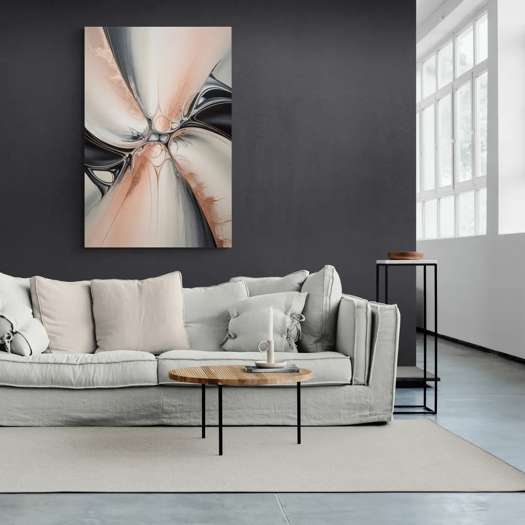 Blush Metallic Symphony Pink and Grey Abstract - Canvas Wall Art Living Room