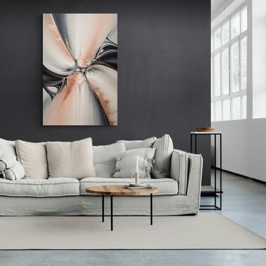 Blush Metallic Symphony Pink and Grey Abstract - Canvas Wall Art Living Room