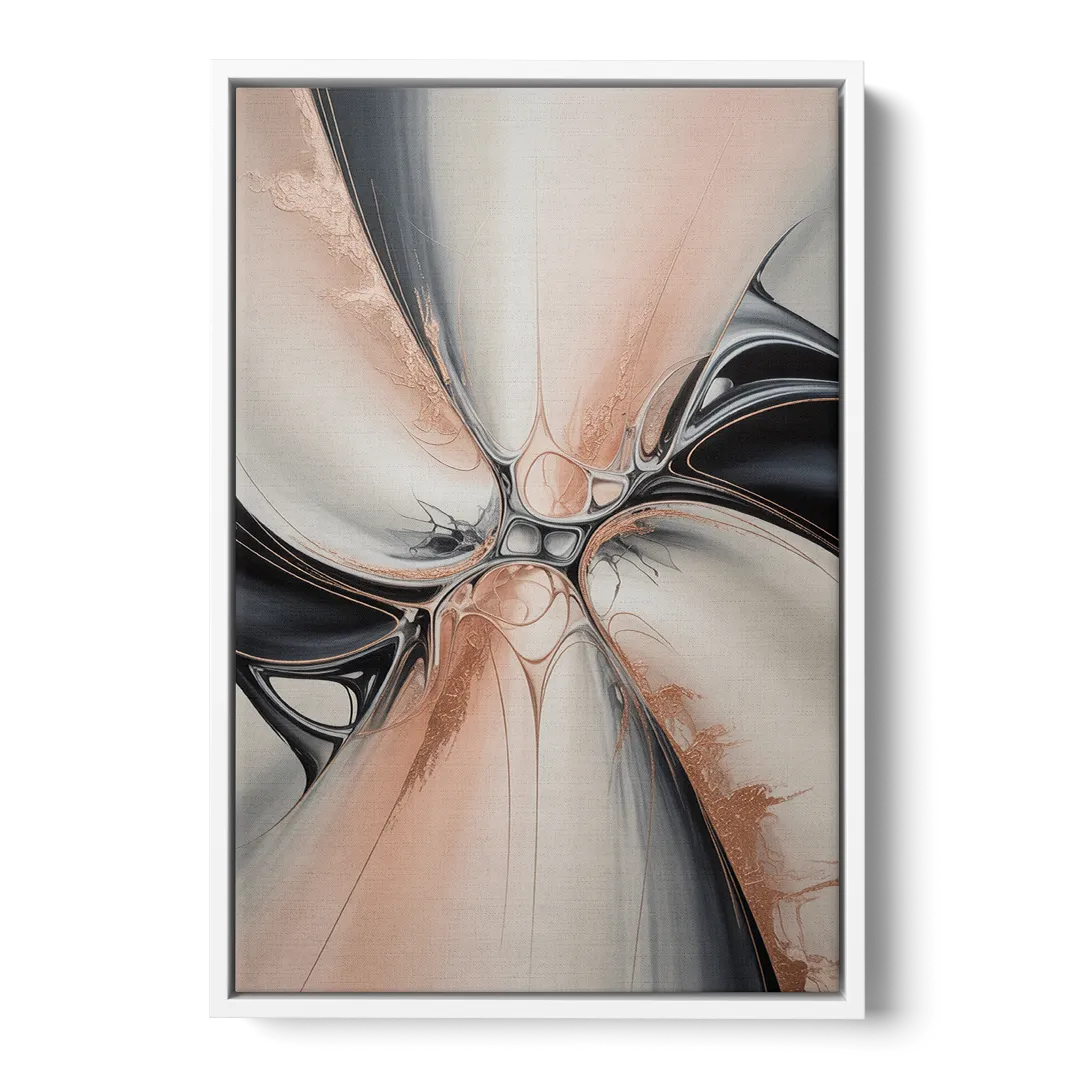 Blush Metallic Symphony Pink and Grey Abstract Front - White Canvas Wall Art