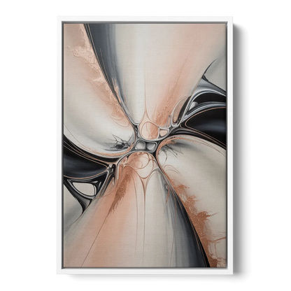 Blush Metallic Symphony Pink and Grey Abstract Front - White Canvas Wall Art