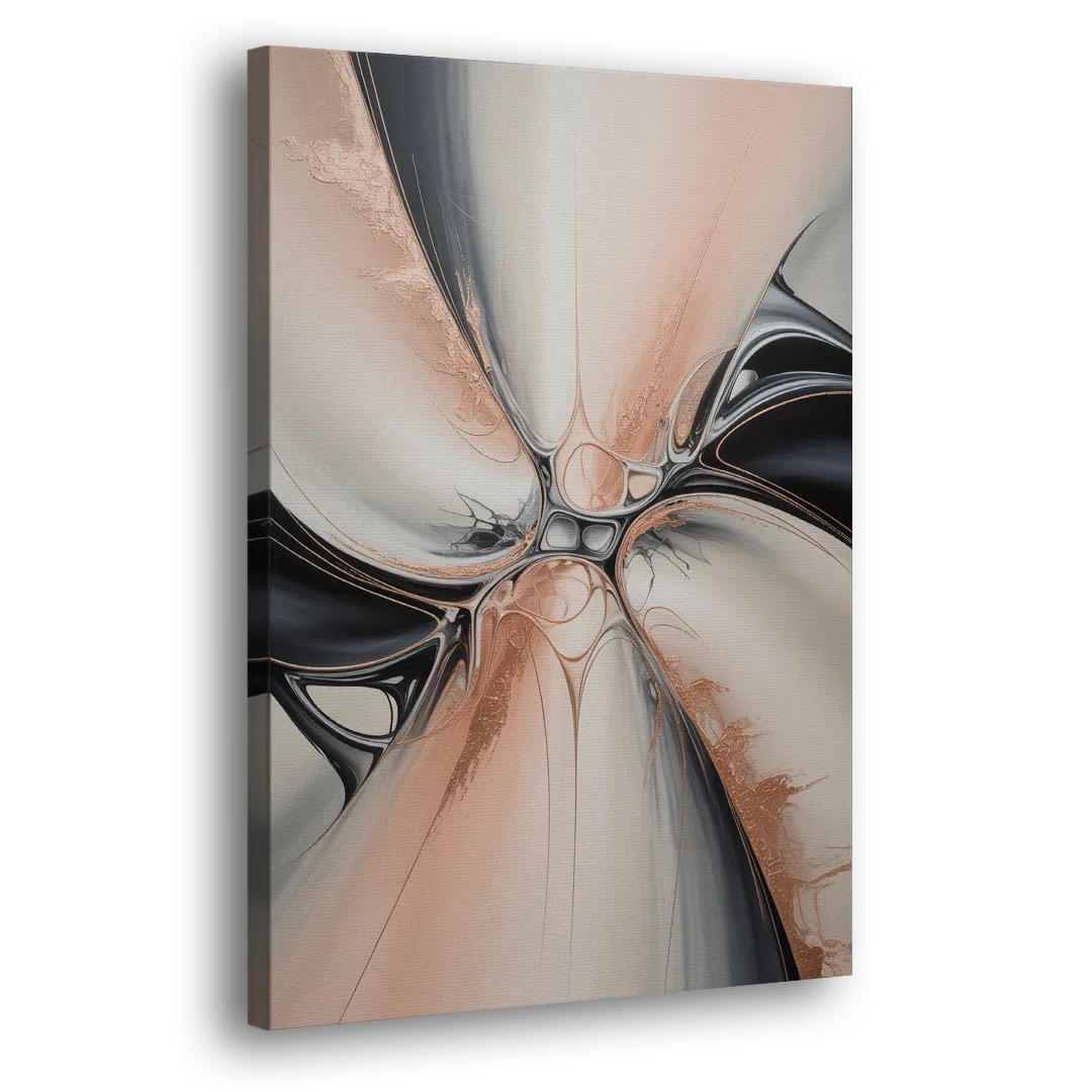 Blush Metallic Symphony Pink and Grey Abstract Side - Canvas Wall Art
