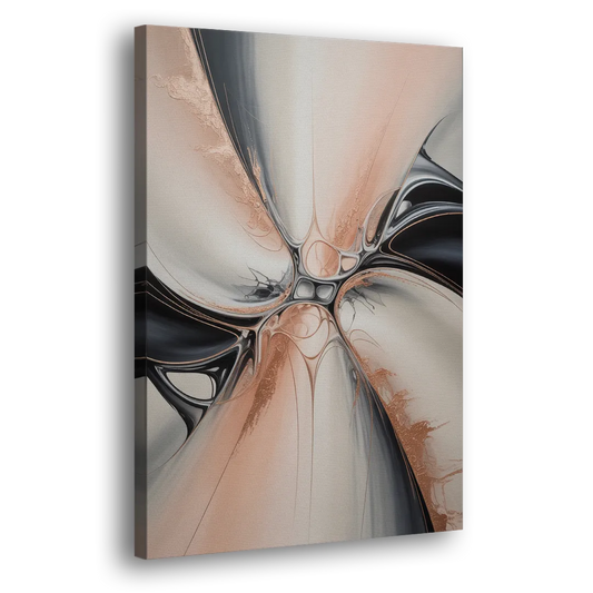 Blush Metallic Symphony Pink and Grey Abstract Side - Canvas Wall Art