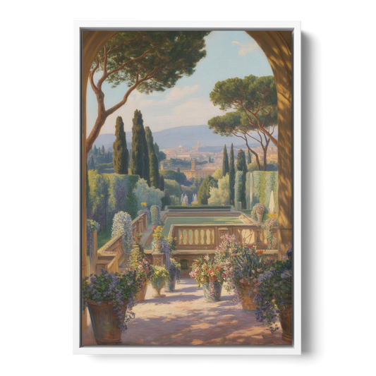 Boboli Gardens Serenity - White Framed Canvas Wall Art - Front