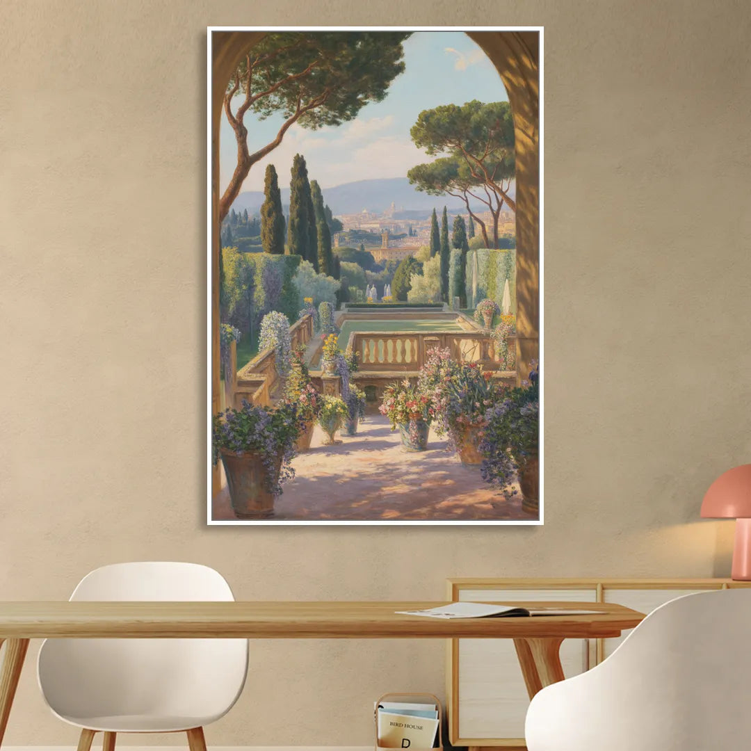 Boboli Gardens Serenity Living Room - White Canvas Wall Art