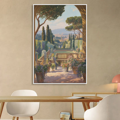 Boboli Gardens Serenity Living Room - White Canvas Wall Art