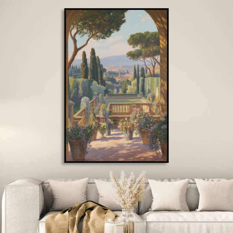 Boboli Gardens Serenity Sitting Room - Black Canvas Wall Art