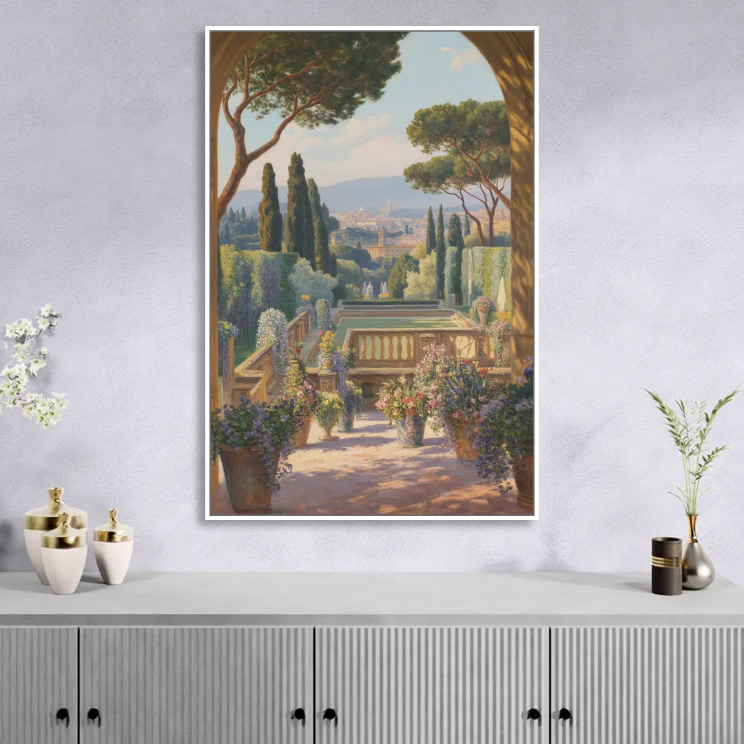 Boboli Gardens Serenity Sitting Room - White Canvas Wall Art