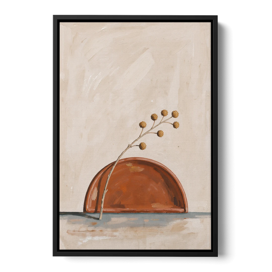 Boho Abstract Wall Art of a Rising Terracotta Dome - Black Framed Canvas Wall Art - Front