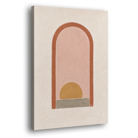 Boho Entryway Decor with Sun in a Tall Arch - Canvas Wall Art - Side
