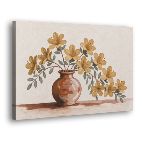Boho Floral Wall Art with Mustard Azaleas - Canvas Wall Art - Side