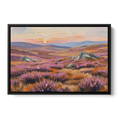 Boho Heather Moor at Sunset - Black Framed Canvas Wall Art - Front