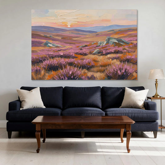 Boho Heather Moor at Sunset - Canvas Wall Art - Sofa - 60x40