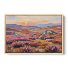 Boho Heather Moor at Sunset - Oak Framed Canvas Wall Art - Front
