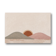 Boho Landscape Painting with Sun Between Hills - Canvas Wall Art - Front