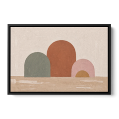 Boho Living Room Wall Art with Three Painted Arches - Black Framed Canvas Wall Art - Front