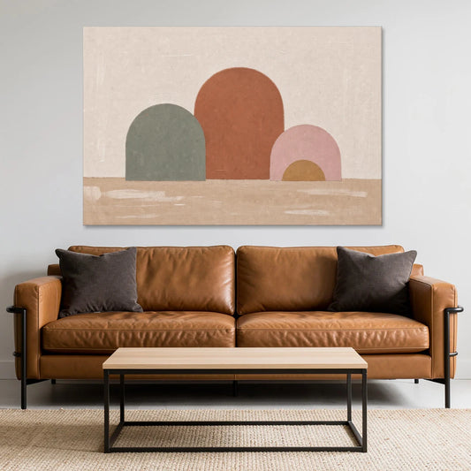 Boho Living Room Wall Art with Three Painted Arches - Canvas Wall Art - Sofa - 60x40