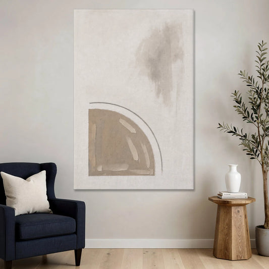 Boho Minimalist Adobe Quarter Circle Under an Ink Arc - Canvas Wall Art - Sofa - 40x60