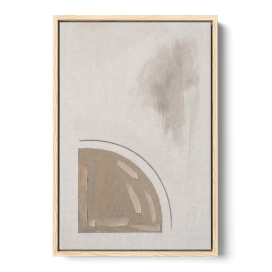 Boho Minimalist Adobe Quarter Circle Under an Ink Arc - Oak Framed Canvas Wall Art - Front