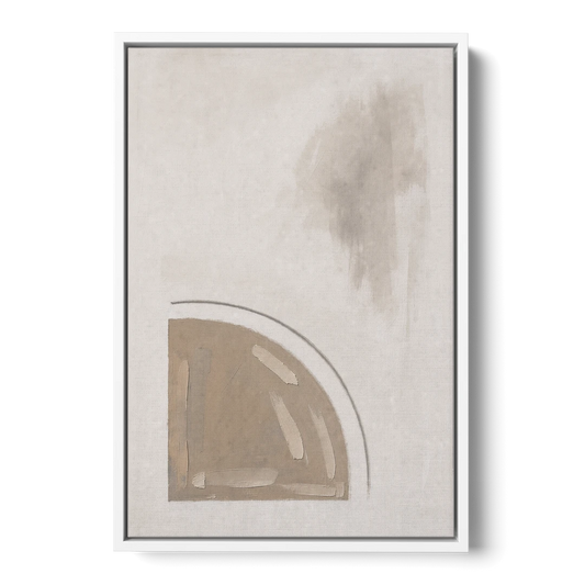 Boho Minimalist Adobe Quarter Circle Under an Ink Arc - White Framed Canvas Wall Art - Front