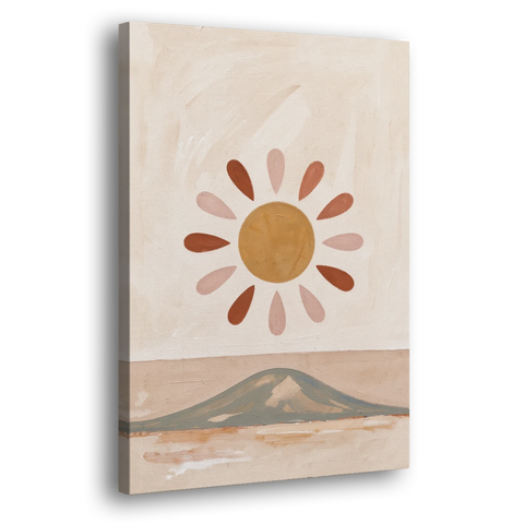 Boho Paintings Sun Rising Over a Gentle Hill - Canvas Wall Art - Side
