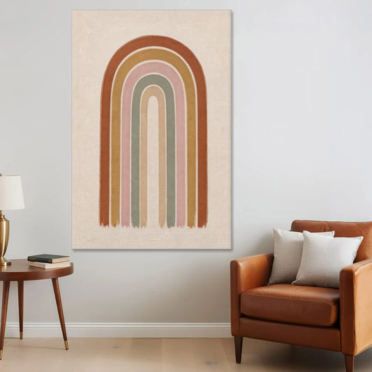 Boho Rainbow Canvas with Tall Painted Bands - Canvas Wall Art - Sofa - 40x60