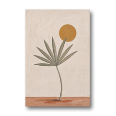 Boho Sun Over a Sage Palm Leaf - Canvas Wall Art - Front