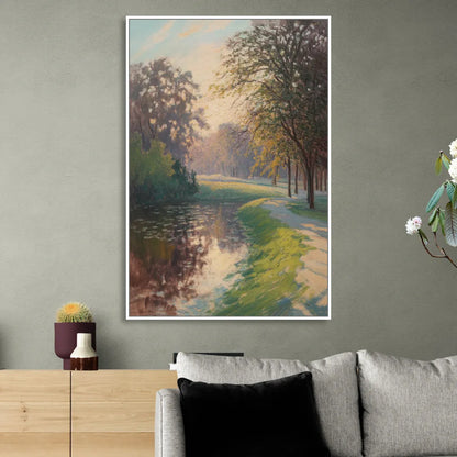 Bois de la Cambre Calm Sitting Room - White Canvas Wall Art