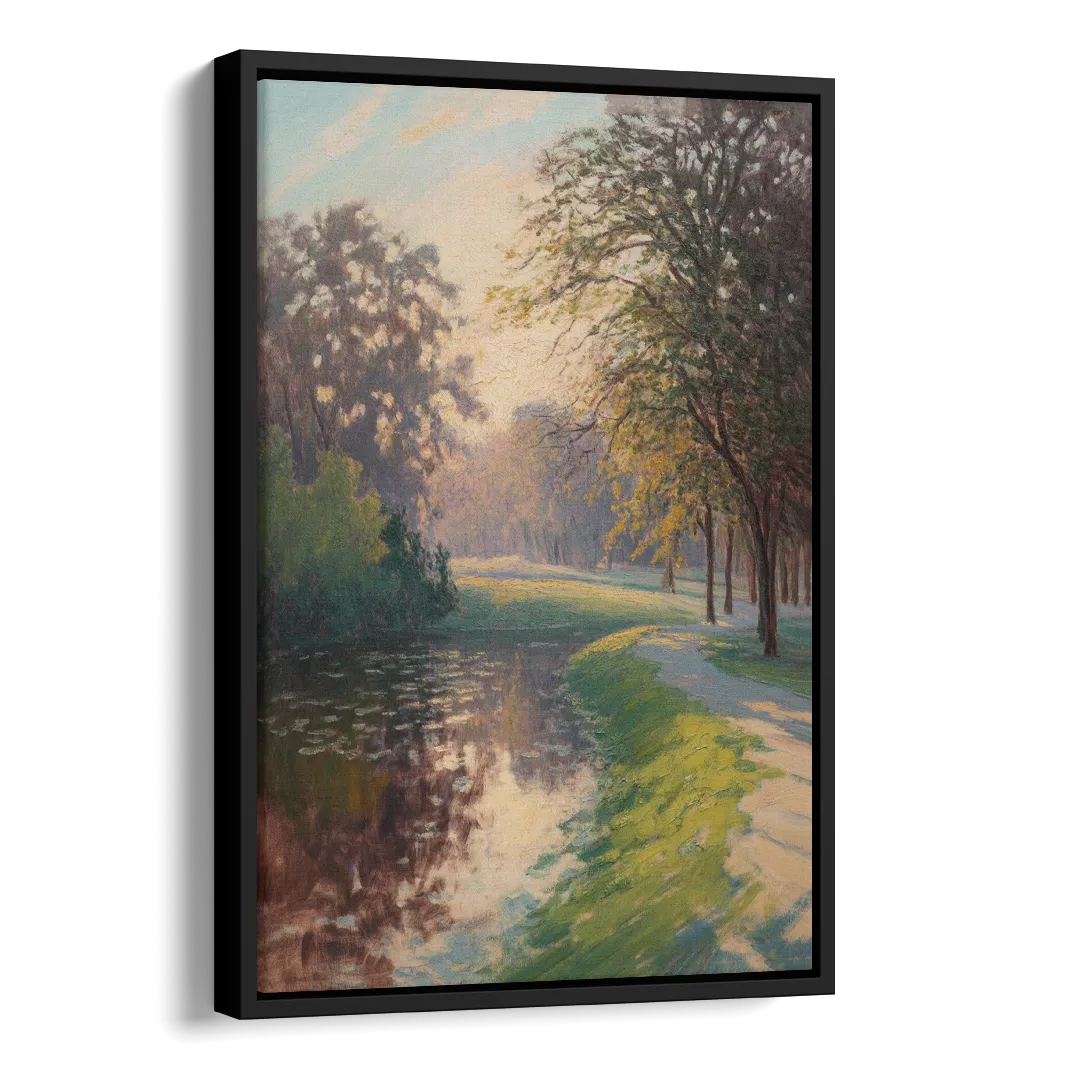 Bois de la Cambre Calm Side - Black Canvas Wall Art
