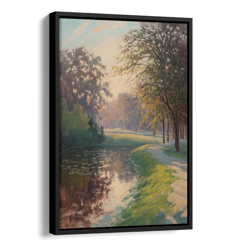 Bois de la Cambre Calm Side - Black Canvas Wall Art