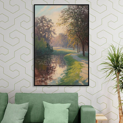 Bois de la Cambre Calm Sitting Room - Black Canvas Wall Art