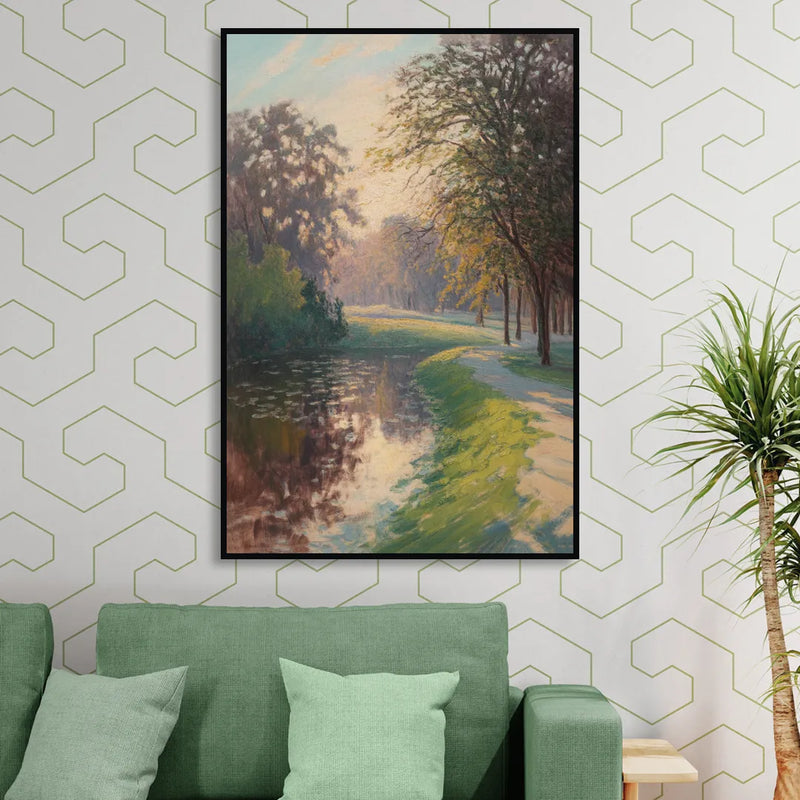 Bois de la Cambre Calm Sitting Room - Black Canvas Wall Art