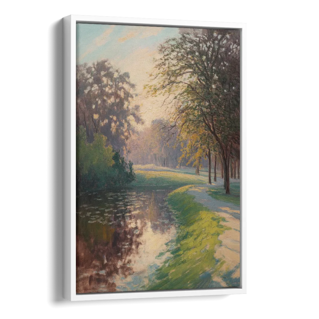 Bois de la Cambre Calm Side - White Canvas Wall Art