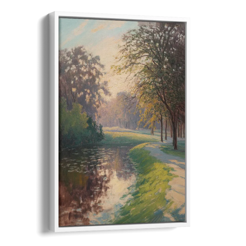 Bois de la Cambre Calm Side - White Canvas Wall Art