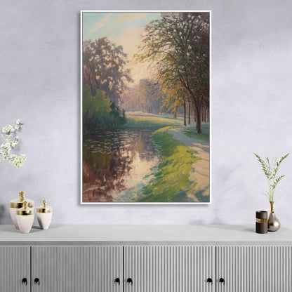 Bois de la Cambre Calm Living Room - White Canvas Wall Art